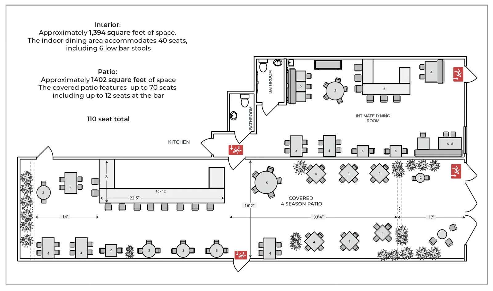 Floor plan — Coterie — Turnkey Restaurant & Bar, Upper King District (110 Seats) — Charleston, SC